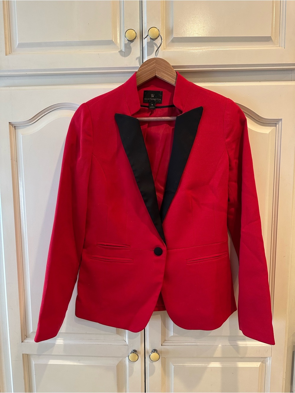 Worthington Red Blazer with Black Satin Lapel